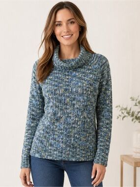 Windriver Marled Blue Cowl Neck Sweater 
s/m